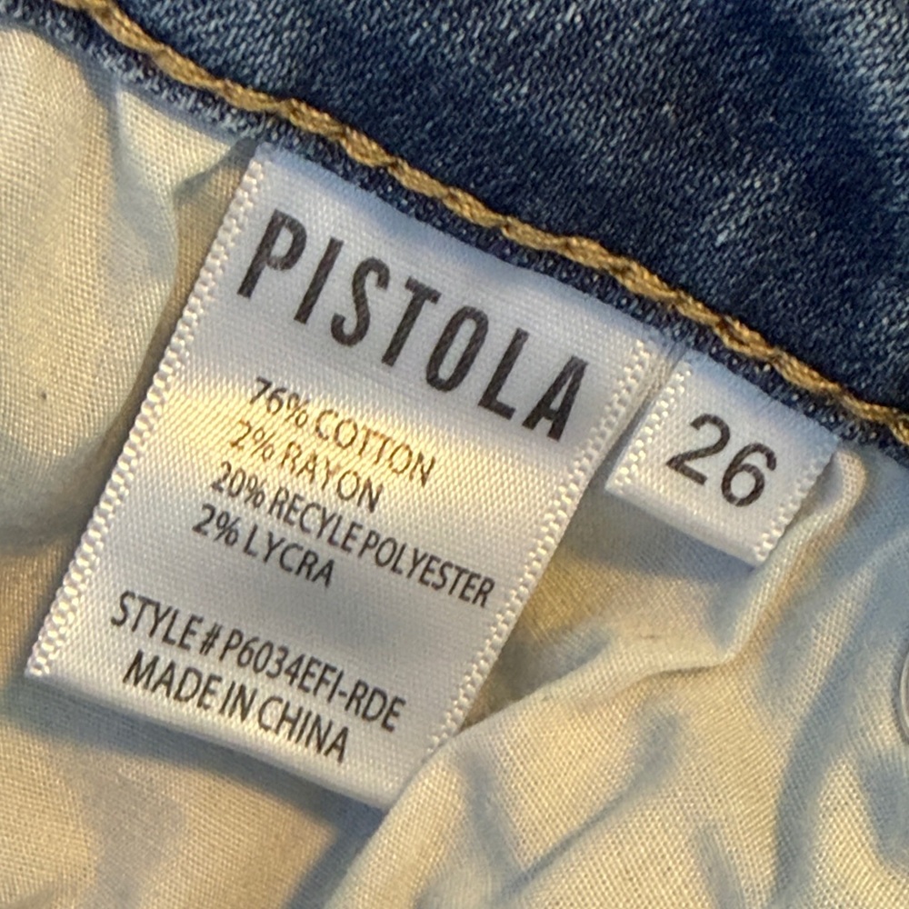 PISTOLA Mid Rise Light Blue Distressed Skinny Jeans Sz 26 - Picture 6 of 8